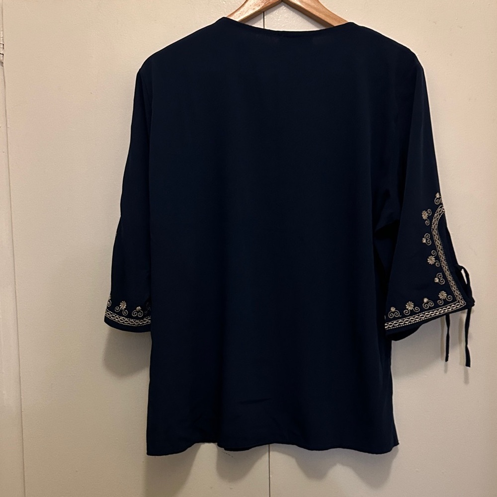 Elegant Navy Embroidered Blouse - Picture 8 of 8